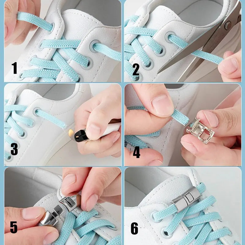 Elastic No-Tie Shoelaces allow you to finally say goodbye to the hassle of tying and untying shoelaces.