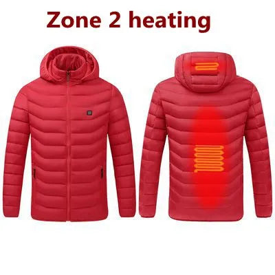 Men's Warm USB Heating Jackets for Winter Waterproof Warm Jackets with Smart Thermostat, Pure Color Hooded Heated Clothes