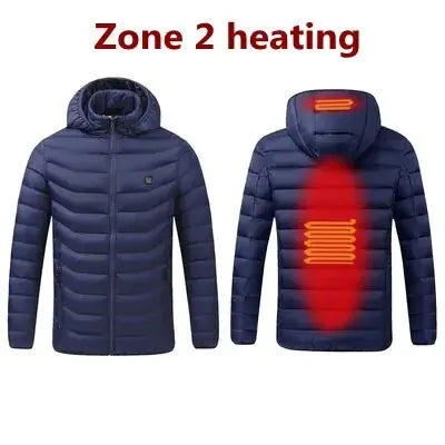 Men's Warm USB Heating Jackets for Winter Waterproof Warm Jackets with Smart Thermostat, Pure Color Hooded Heated Clothes