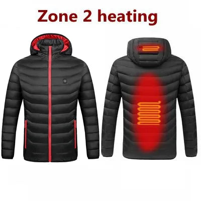 Men's Warm USB Heating Jackets for Winter Waterproof Warm Jackets with Smart Thermostat, Pure Color Hooded Heated Clothes