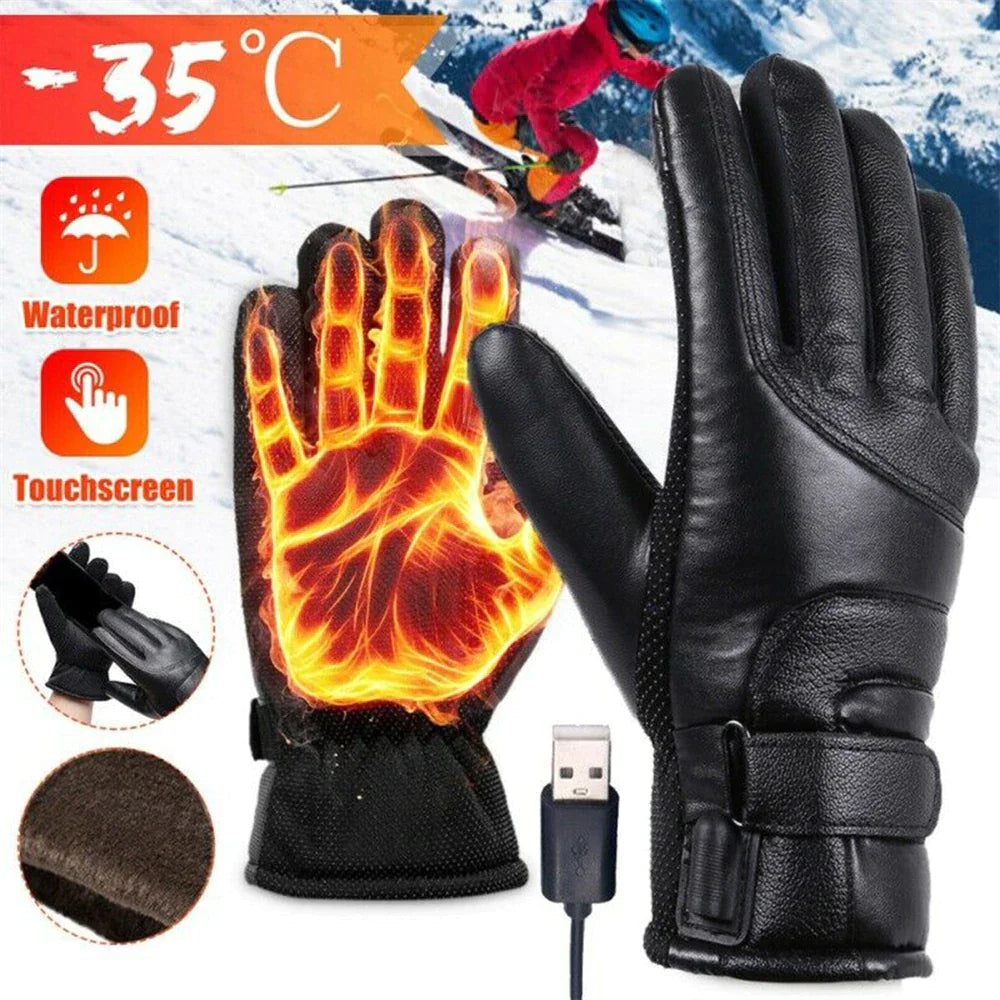 Electric Gloves with USB Heating Thermal Ski Snow Hand Warm Windproof Winter Warming